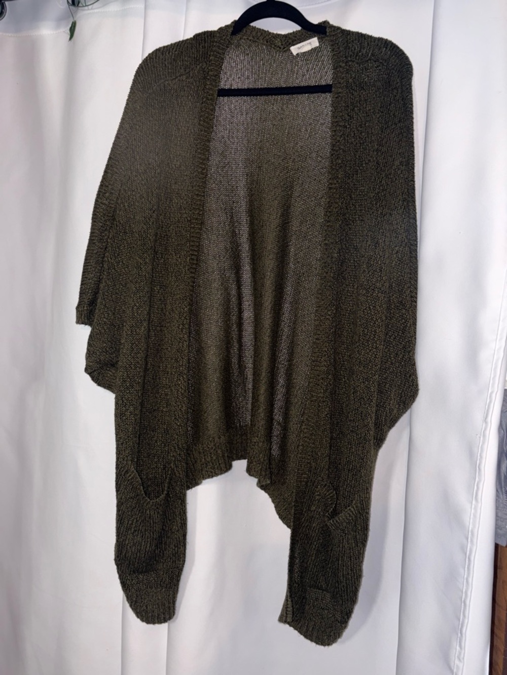 Oversized Olive Green Open-Front Women's Cardigan